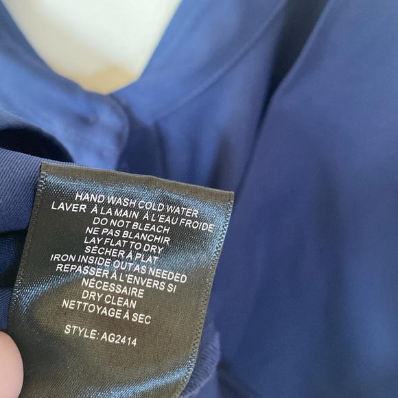 (A9) Alton Gray keyhole back Navy Blue shirtdress with pockets, Size 4 - Picture 10 of 14